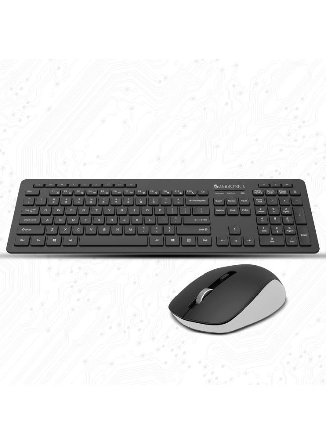 Zebronics Zeb-Companion 500 2.4GHz Wireless Keyboard & Mouse Combo, USB Nano Receiver, Chiclet Keys, Ultra Silent, Power On/Off Switch, Rupee Key, for PC/Mac/Laptop - Image 1